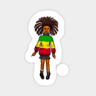 Rasta Jamaica jumper - manga anime Jamaican girl with colours of Rastafarian  flag in red, green and gold Magnet