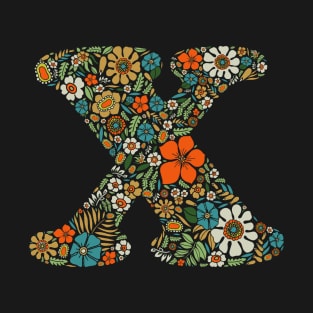 Hippie Floral Letter X T-Shirt