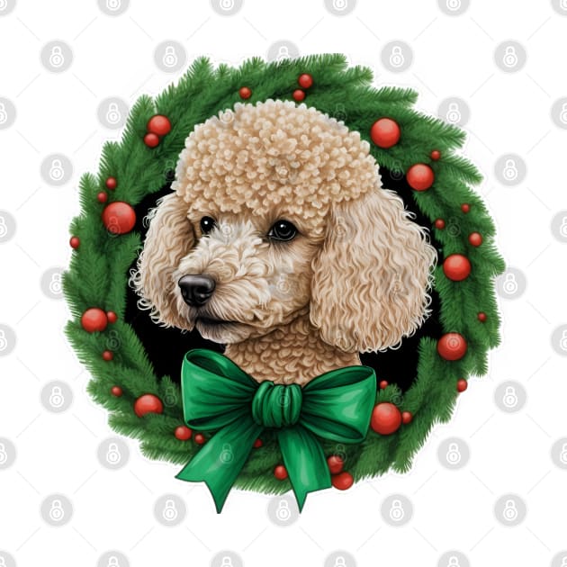 Poodle Dog in a Festive Wreath Frame by MythicPrompts