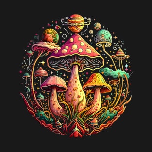 Magic Mushroom Psychedelic Retro Style Shrooms Design T-Shirt