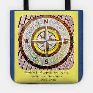 Compass Rose Rounded Edges, Mark Twain Travel Quote Tote