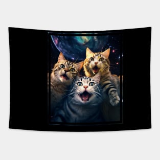 Funny Cat Moon Selfie Cute Kitten Tapestry