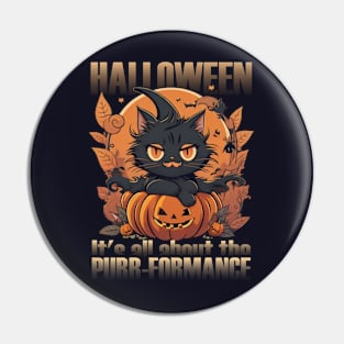 black cat with pumpkin Pin