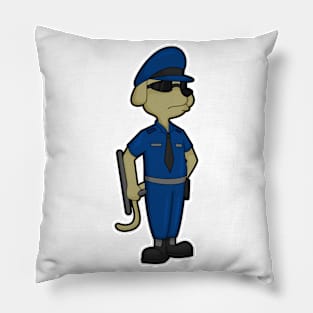 Dog as Police officer with Baton & Sunglasses Pillow