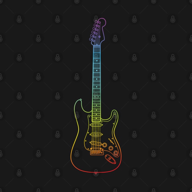 S-Style Electric Guitar Colorful Outline by nightsworthy