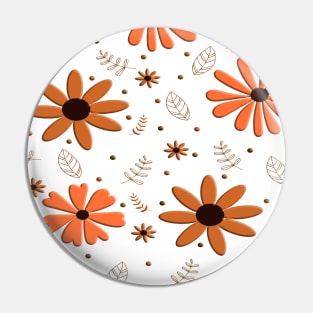 Orange Flower - Floral Pattern Pin