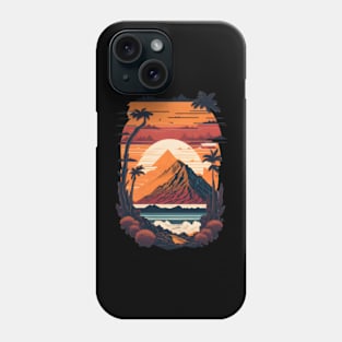 Illustration od sunset in moutain view Phone Case