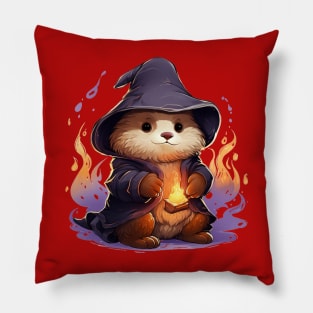 Sea Otter Wizard conjures fire Pillow