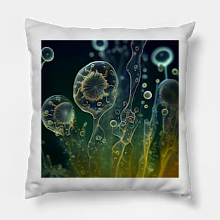 Amoeba Dreams: A Vibrant Aquatic Artwork Pillow