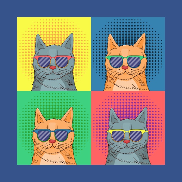 Cat Pop Art by Mint Tees