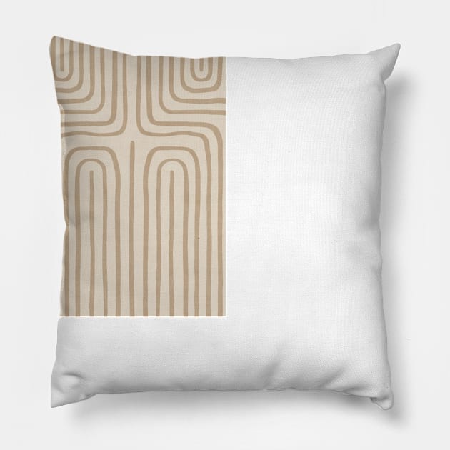 Beige brown geometric lines pattern Pillow by VectoryBelle