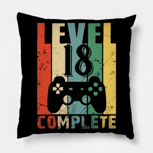 Vintage 18th Wedding Anniversary Level 18 Complete Video Gamer Pillow