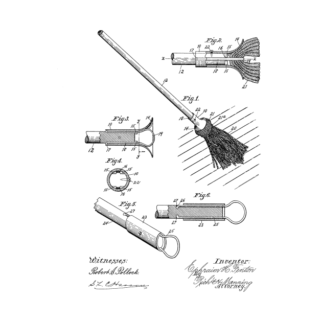 Mop Vintage Patent Hand Drawing by TheYoungDesigns