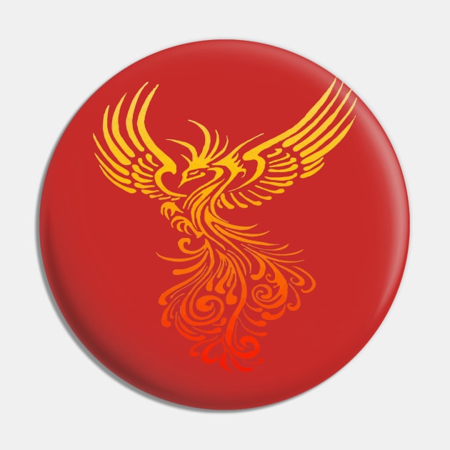 Artistic Phoenix Yellow Orange Color Blend Pin by taiche