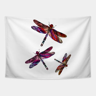 Ornate Dragon Fly Colorful Insect Illustration Tapestry