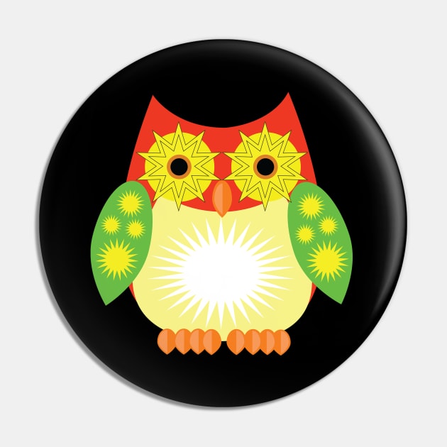 Star Owl - Red Yellow Green Pin by adamzworld