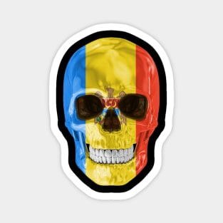 Moldova Flag Skull - Gift for Moldovan With Roots From Moldova Magnet