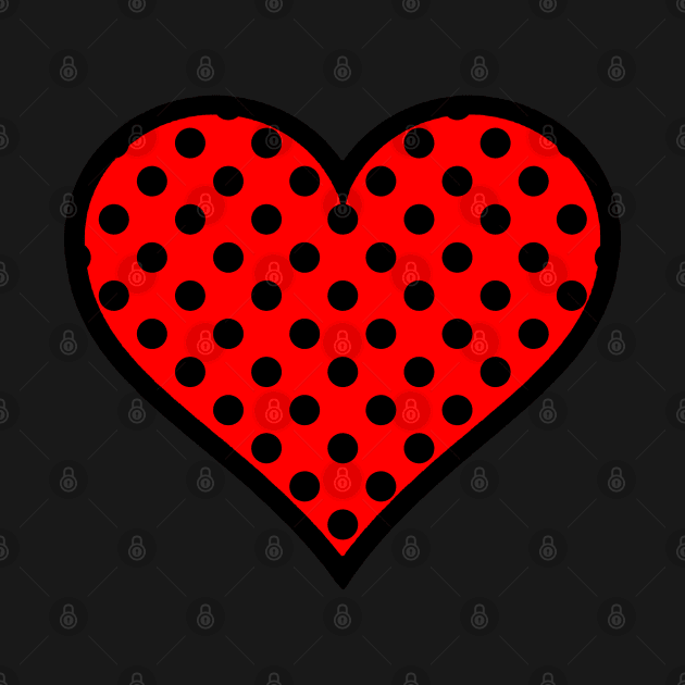 Red and Black Polka Dot Heart by bumblefuzzies