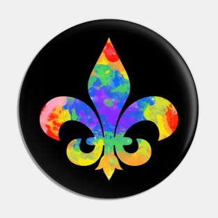 Tie Dye Fleur De Lis Pin