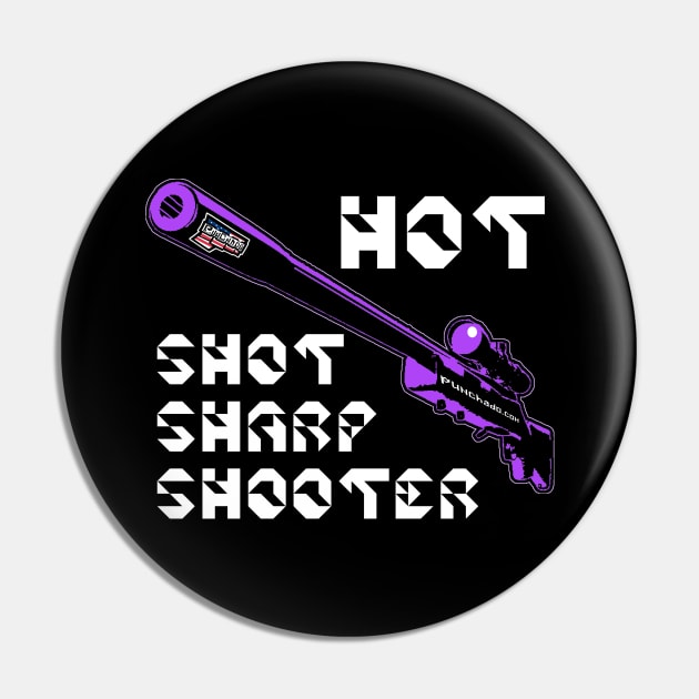 Hot Shot Sharp Shooter, v. Code Purple Sniper Rifle Pin by punchado