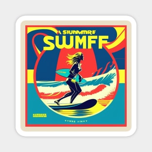 Summer Retro Surf Vinyl Album Cover II Magnet