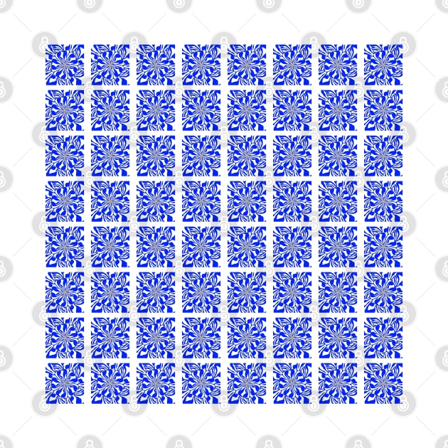 Blue and White Zebra Kaleidoscope Pattern by Overthetopsm