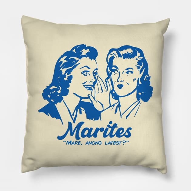 CHISMOSA MARITES FILIPINO VINTAGE BLUE Pillow by Aydapadi Studio