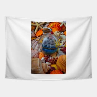 Ship In A Bottle With Sea Treasures Tapestry