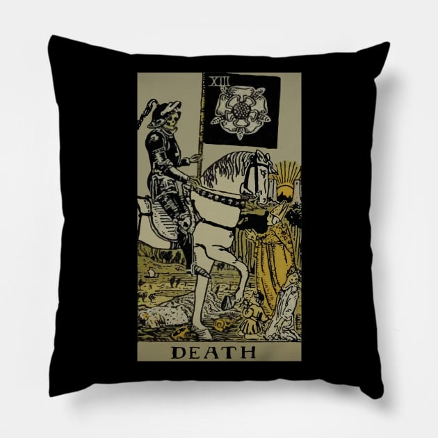 The Death Tarot Card Pillow by VintageArtwork