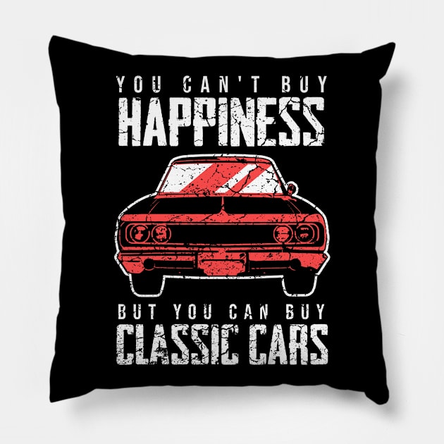 Happiness & Classic Cars Pillow by Mila46