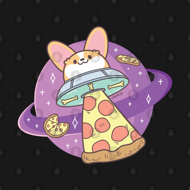 Corgi Pizza UFO at Purple Planet Galaxy by XEENYEE