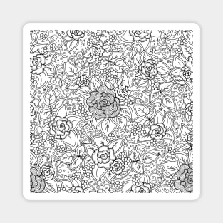 black and white floral pattern Magnet