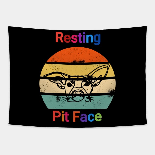 Vintage resting pit face dog Tapestry by FouadBelbachir46