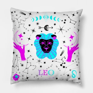 Leo Zodiac Design Black Stars Pillow