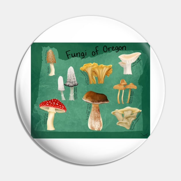 Fungi of Oregon Pin by FernheartDesign