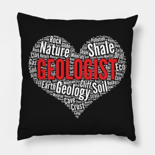 Geologist Heart Shape Word Cloud Geology print Pillow