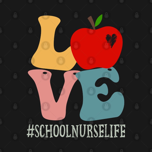 School Nurse Love Apple Groovy Retro Cute Back To School by TeeaxArt