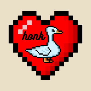 8-Bit Style Retro Heart Goose Design. T-Shirt