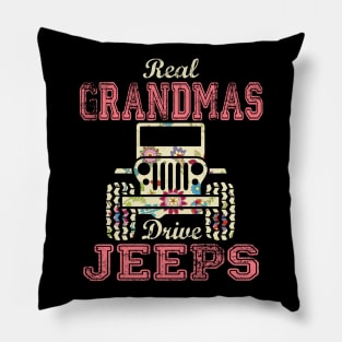 Real Grandmas Drive Jeeps Cute Flower Jeep Floral Jeeps Women/Kid Jeep Lover Jeep Girl Pillow