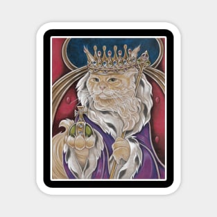 King Cat - White Outlined Design Magnet