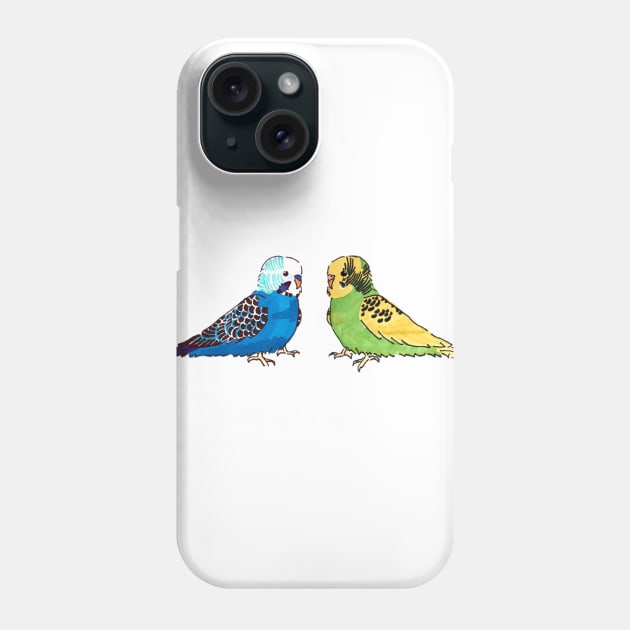 Budgie - blue mutation and recessive pied Phone Case by CMCdoodles