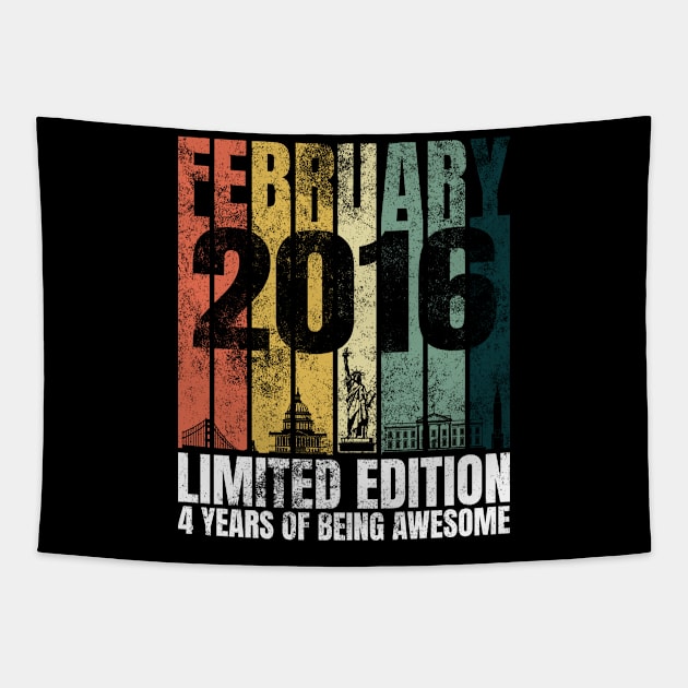 Vintage February 2016 Bday Gifts 4 Years Old 4th Birthday Tapestry by Smoothbeats