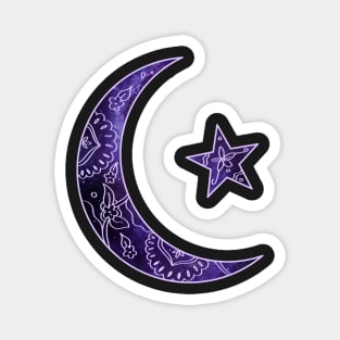 Mandala crescent moon and star space pattern Magnet