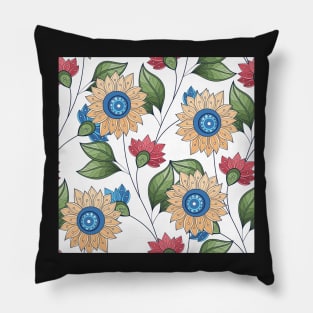 Spring Pattern with Floral Motifs Pillow