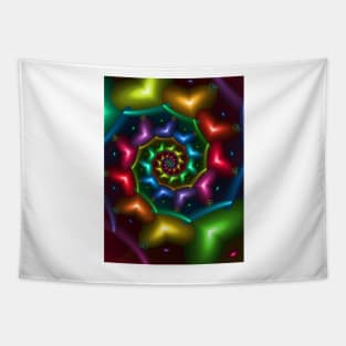 Rainbow Coloured Hearts Spiral Tapestry