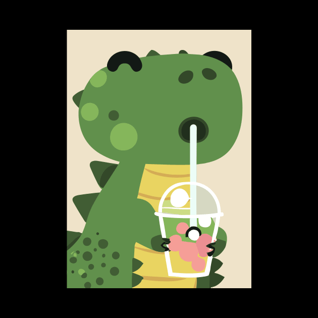 Cute Baby Dinosaur drinks Shake by maxcode