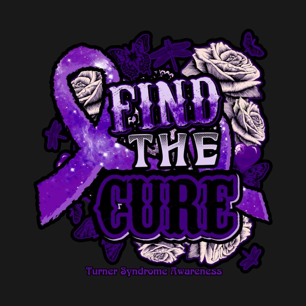 Fight The Cure Turner Syndrome awareness Purple Ribbon and Roses Supporting warrior, gift for survivor fighting Turner Syndrome by R@store