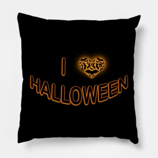 I Love Halloween (Batty Love Heart) Orange Pillow