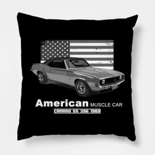 Camaro SS 396 American Muscle Car 60s 70s Old is Gold Pillow