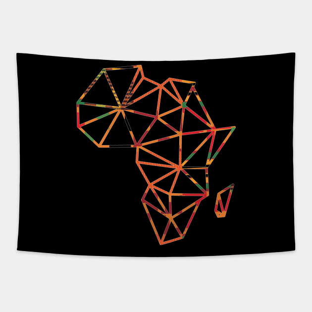 Africa Map ,Geometric, African Ankara Kente Pattern Tapestry by kentevibes